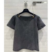 Louis Vuitton LV Women Bateau Neck T-Shirt Cotton Metal Grey Regular Fit (5)
