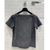 Louis Vuitton LV Women Bateau Neck T-Shirt Cotton Metal Grey Regular Fit (5)