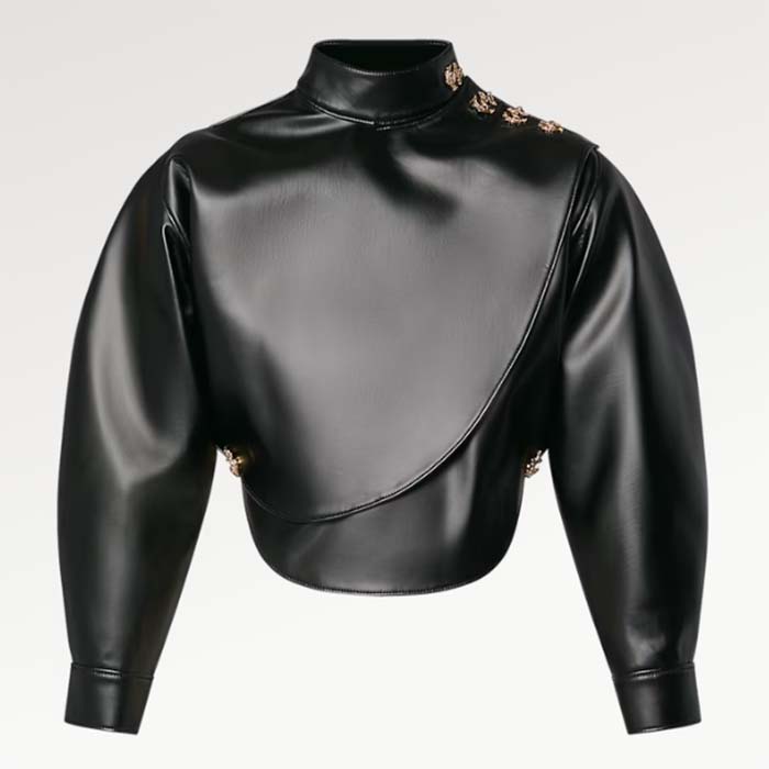 Louis Vuitton LV Women Faux Leather Circle Top PU Polyester Elastane Black Regular Fit