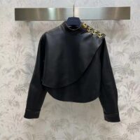 Louis Vuitton LV Women Faux Leather Circle Top PU Polyester Elastane Black Regular Fit (1)