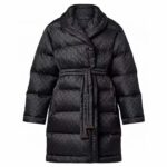Cappotto imbottito monogramma jacquard da donna Louis Vuitton LV Flight Mode in poliammide nero