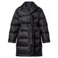 Louis Vuitton LV Women Flight Mode Monogram Jacquard Puffer Wrap Coat Polyamide Black (15)