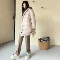 Louis Vuitton LV Women Flight Mode Monogram Jacquard Puffer Wrap Coat Polyamide Light Beige (6)