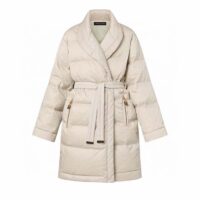 Louis Vuitton LV Women Flight Mode Monogram Jacquard Puffer Wrap Coat Polyamide Light Beige (6)