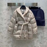 Louis Vuitton LV Women Flight Mode Monogram Jacquard Puffer Wrap Coat Polyamide Light Beige (6)