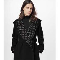 Louis Vuitton LV Women Hooded Wrap Coat Wool Silk Black White Regular Fit (11)