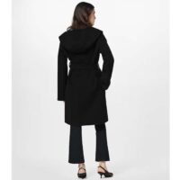 Louis Vuitton LV Women Hooded Wrap Coat Wool Silk Black White Regular Fit (11)