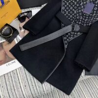Louis Vuitton LV Women Hooded Wrap Coat Wool Silk Black White Regular Fit (11)
