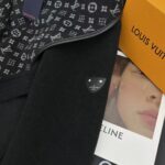 Louis Vuitton LV Women Hooded Wrap Coat Wool Silk Black White Regular Fit - Image 8