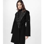 Louis Vuitton LV Women Hooded Wrap Coat Wool Silk Black White Regular Fit - Image 14