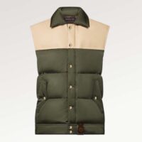 Louis Vuitton LV Women Leather Accent Sleeveless Puffer Jacket Khaki Beige Regular Fit (10)