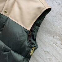 Louis Vuitton LV Women Leather Accent Sleeveless Puffer Jacket Khaki Beige Regular Fit (10)