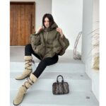 Louis Vuitton LV Women Monogram Accent Pillow Puffer Cape Khaki Regular Fit - Image 15