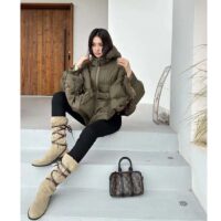 Louis Vuitton LV Women Monogram Accent Pillow Puffer Cape Khaki Regular Fit (2)