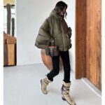 Louis Vuitton LV Women Monogram Accent Pillow Puffer Cape Khaki Regular Fit - Image 16