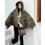 Louis Vuitton LV Women Monogram Accent Pillow Puffer Cape Khaki Regular Fit - Image 14