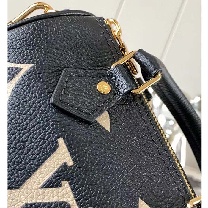 Louis Vuitton LV Women Nano Speedy Bag Black Beige Monogram Empreinte Embossed Supple Grained Cowhide Leather (6)