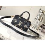 Louis Vuitton LV Women Nano Speedy Bag Black Beige Monogram Empreinte Embossed Supple Grained Cowhide Leather - Image 3