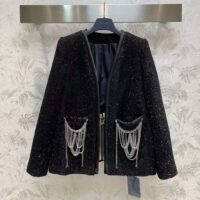 Louis Vuitton LV Women Scuba Trim Tweed Jacket Wool Black Regular Fit (15)