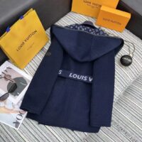 Louis Vuitton LV Women Signature Double Face Short Wrap Coat Wool Silk Blue Regular Fit (5)