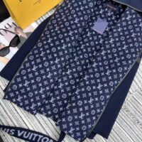 Louis Vuitton LV Women Signature Double Face Short Wrap Coat Wool Silk Blue Regular Fit (5)