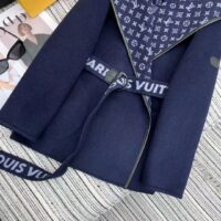 Louis Vuitton LV Women Signature Double Face Short Wrap Coat Wool Silk Blue Regular Fit (5)