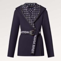 Louis Vuitton LV Women Signature Double Face Short Wrap Coat Wool Silk Blue Regular Fit (5)
