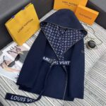 Louis Vuitton LV Women Signature Double Face Short Wrap Coat Wool Silk Blue Regular Fit - immagine 2