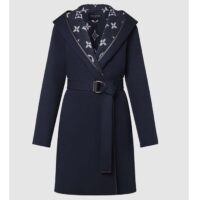 Louis Vuitton LV Women Signature Hooded Wrap Coat Wool Silk Night Blue Regular Fit (10)