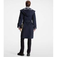 Louis Vuitton LV Women Signature Hooded Wrap Coat Wool Silk Night Blue Regular Fit (10)