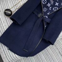 Louis Vuitton LV Women Signature Hooded Wrap Coat Wool Silk Night Blue Regular Fit (10)