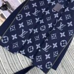 Louis Vuitton LV Women Signature Short Hooded Wrap Coat Wool Silk Petrol Blue Regular Fit - Image 7