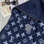 Louis Vuitton LV Women Signature Short Hooded Wrap Coat Wool Silk Petrol Blue Regular Fit - Image 5