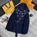 Louis Vuitton LV Women Signature Short Hooded Wrap Coat Wool Silk Petrol Blue Regular Fit - Image 2