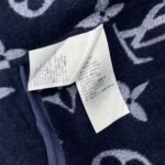 Louis Vuitton LV Women Signature Short Hooded Wrap Coat Wool Silk Petrol Blue Regular Fit - Image 9