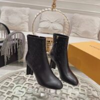 Louis Vuitton LV Women Silhouette Ankle Boot Black Monogram-Debossed Calf Leather 8 CM Heel (4)