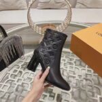 Louis Vuitton LV Women Silhouette Ankle Boot Black Monogram-Debossed Calf Leather 8 CM Heel - Image 5