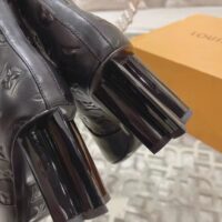 Louis Vuitton LV Women Silhouette Ankle Boot Black Monogram-Debossed Calf Leather 8 CM Heel (4)