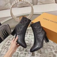 Louis Vuitton LV Women Silhouette Ankle Boot Black Monogram-Debossed Calf Leather 8 CM Heel (4)