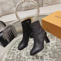 Louis Vuitton LV Women Silhouette Ankle Boot Black Monogram-Debossed Calf Leather 8 CM Heel (4)