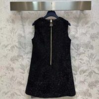 Louis Vuitton LV Women Tweed Pocket Dress Wool Black Regular Fit