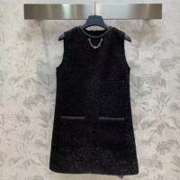 Louis Vuitton LV Women Tweed Pocket Dress Wool Black Regular Fit