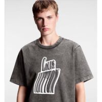 Louis Vuitton Men Graphic LV Signature T-Shirt Cotton Metal Grey Regular Fit (6)