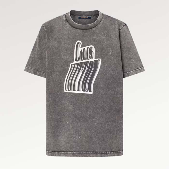 Louis Vuitton Men Graphic LV Signature T-Shirt Cotton Metal Grey Regular Fit