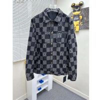 Louis Vuitton Men LV Distorted Damier Denim Jacket Cotton Indigo Blue Regular Fit (5)