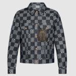 Louis Vuitton Herr LV Distorted Damier Jeansjacka Bomull Indigo Blå Regular Fit