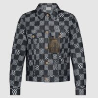 Louis Vuitton Men LV Distorted Damier Denim Jacket Cotton Indigo Blue Regular Fit (5)