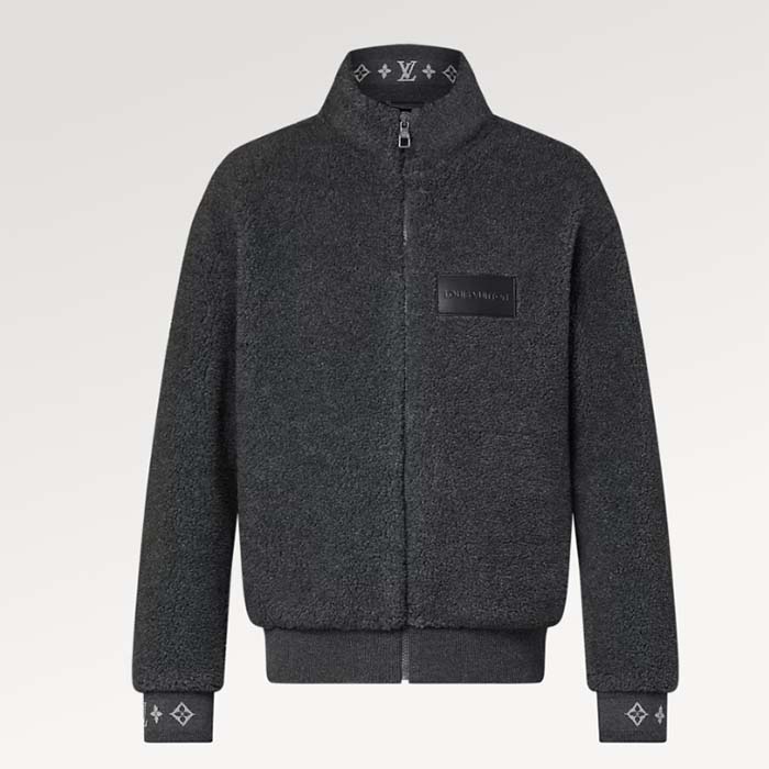 Louis Vuitton Men LV Fleece Blouson Regular Fit Front Zipped Closure Volcanic Ash