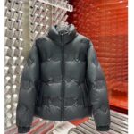 Louis Vuitton Women LV Monogram Leather Hooded Down Jacket Black Lamb Leather Anthracite Regular Fit - Imagen 2