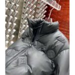 Louis Vuitton Women LV Monogram Leather Hooded Down Jacket Black Lamb Leather Anthracite Regular Fit - Imagen 8